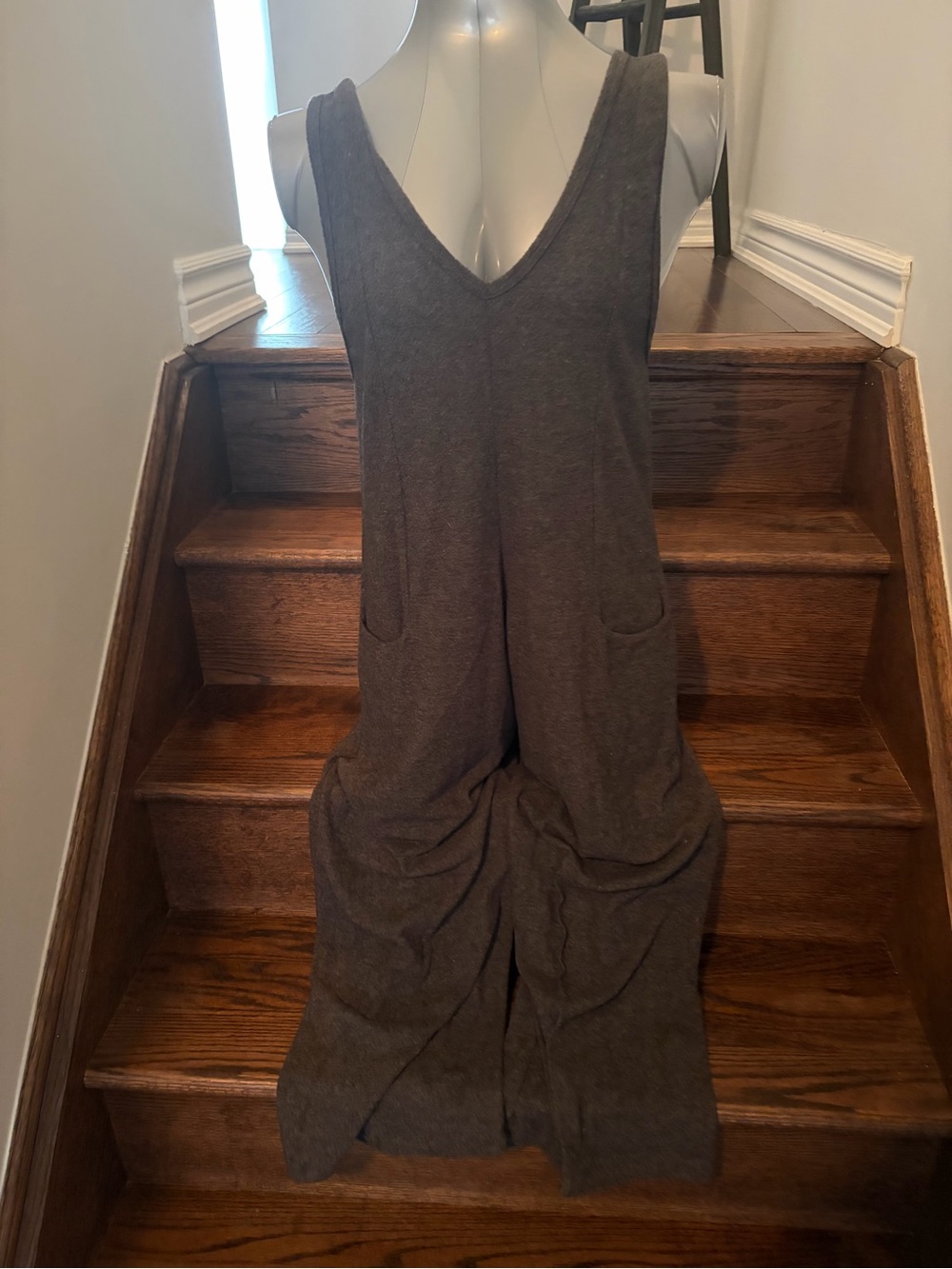 Relaxed V-Neck Grey Jumpsuit